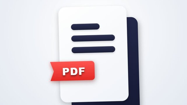 PDF Document Icon 3D Vector Stock Footage Animation