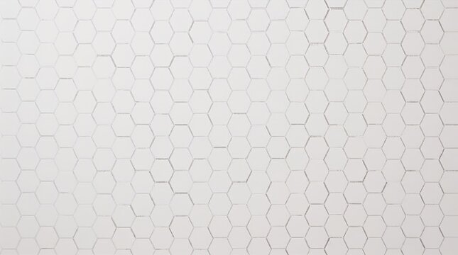 Seamless white hexagonal pattern forming a minimalist geometric grid background and abstract texture