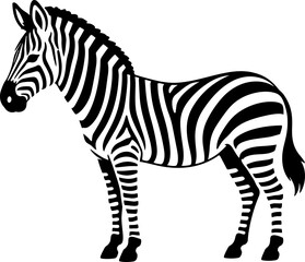 Fototapeta premium Zebra animal icon silhouette illustration isolated on white background for wildlife, nature and African animal design projects.