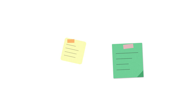 Two colorful paper sticky notes with handwritten text