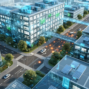 Modern futuristic city with aerial view