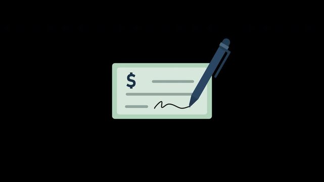 money cheque animation bank cheque note