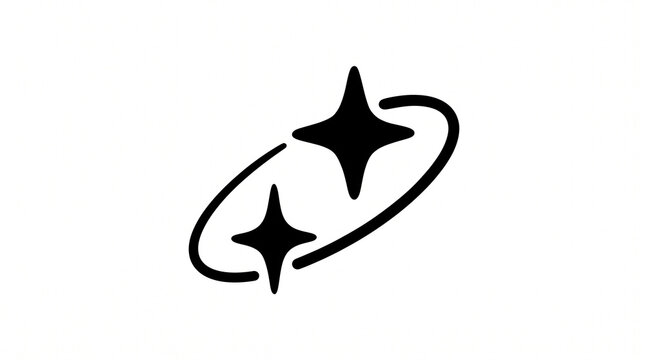 Dizzy Sparkles Star Orbit Icon Isolated on White Background Minimalist Vector Illustration