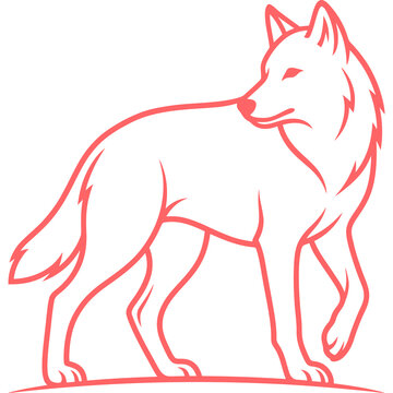 Lone wolf profile with clean outline and minimalist style on white background