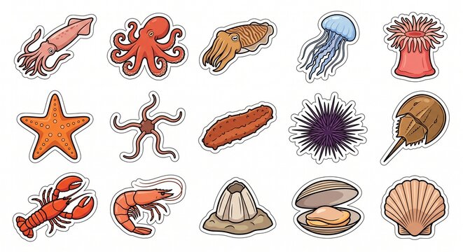 Marine Invertebrate Species Icon Pack Collection
