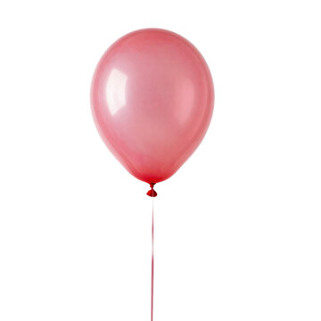 A single pink balloon floats against a white background with a thin string