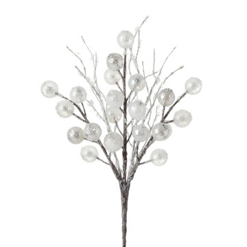 Frosted white berry branch for winter and Christmas decoration