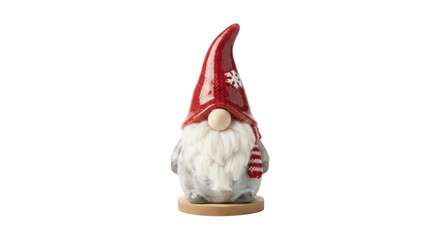 Naklejka premium Ceramic Christmas gnome figurine with red hat