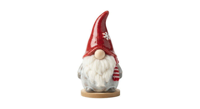 Ceramic Christmas gnome figurine with red hat