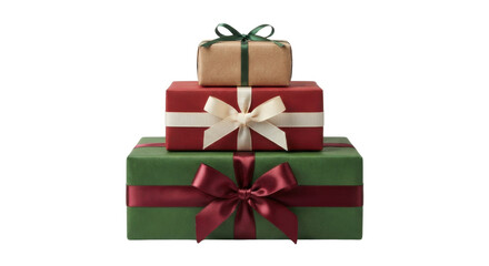 Fototapeta premium Stack of three wrapped Christmas gift boxes