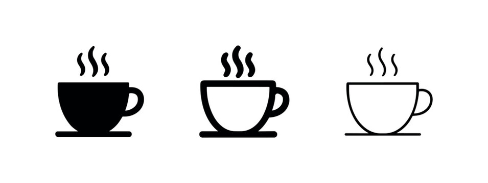 Hot coffee cup tea beverage icons