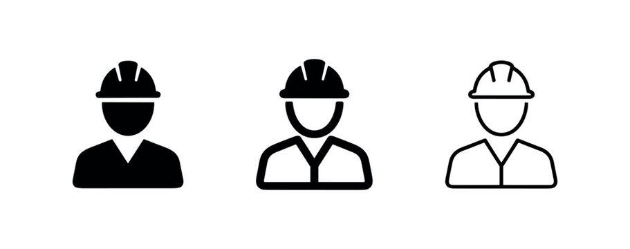 Construction worker or engineer icon with hard hat representing safety and industry.