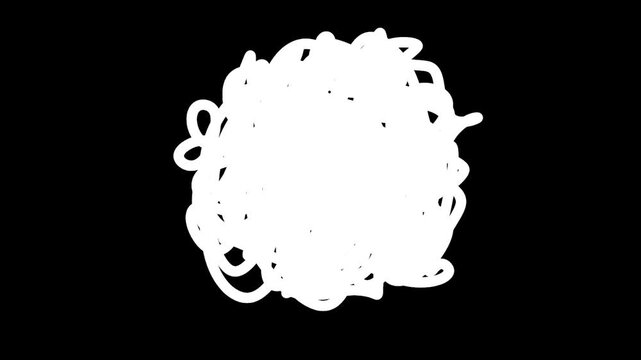 scribble transition on black background animation
