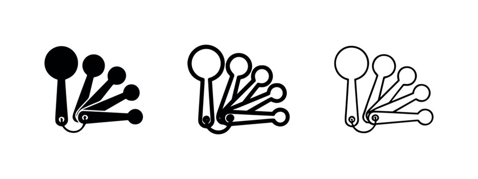 Measuring Spoons Kitchen Utensil Cooking Tool Icon Set