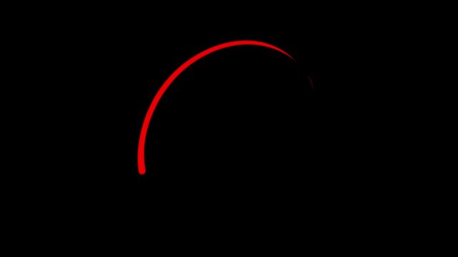 Red hand drawn oval ring brush stroke on black background animation
