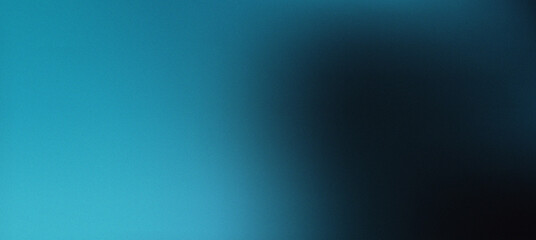 Fototapeta premium Neon aqua blurred gradient background with fine noise grain texture