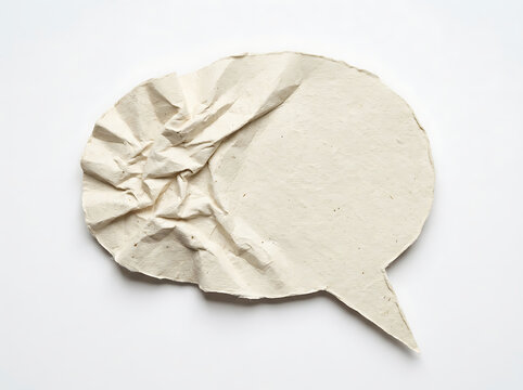 Creative crumpled paper speech bubble graphic design on transparent background transparent background