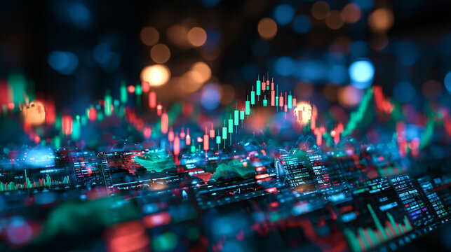 Stock Market Candlestick Chart and Financial Trading Data