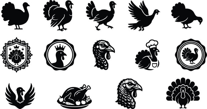 Turkey Emblem Silhouette Vector Collection