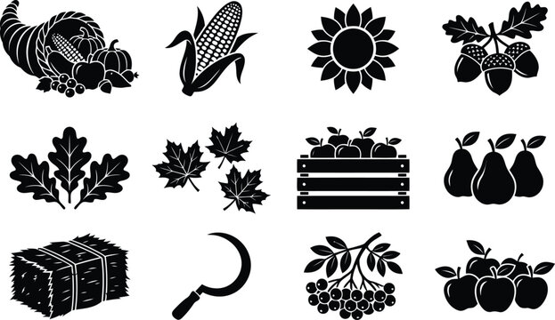 Harvest Autumn Silhouette Vector Collection