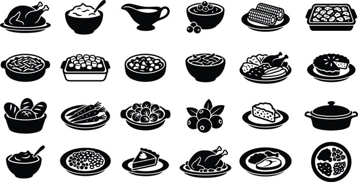 Thanksgiving Food Silhouette Vector Collection