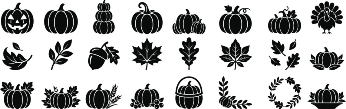 Autumn Pumpkin Silhouette Vector Collection