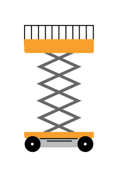 Mobile Scissor Lift Construction Equipment Isolated on White