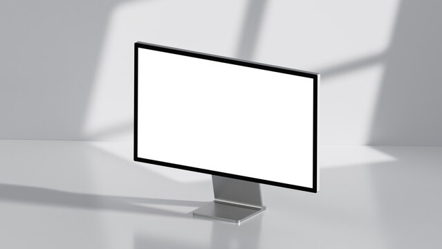 Premium Desktop Monitor Mockup in Minimal Studio Setting 3d render