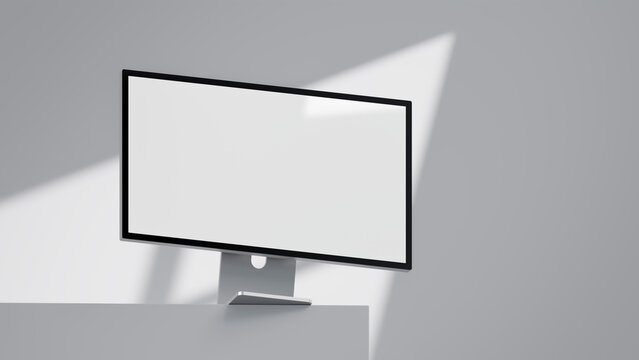 Premium Desktop Monitor Mockup in Minimal Studio Setting 3d render
