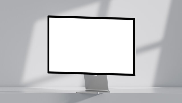 Premium Desktop Monitor Mockup in Minimal Studio Setting 3d render