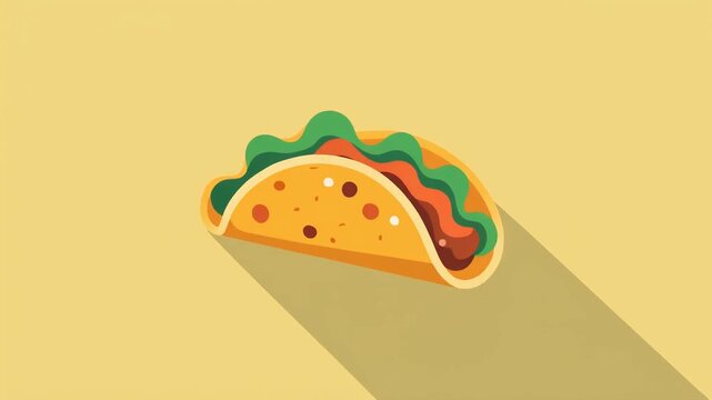 Textured Shell Mexican Taco Flat Illustration Yellow
