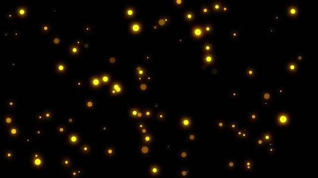 Golden particles emerging from darkness abstract minimal luxury background, Golden dust particle lights. Cinematic video element, Sparkling light particles and golden dust flying