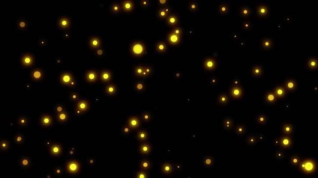 Golden particles emerging from darkness abstract minimal luxury background, Golden dust particle lights. Cinematic video element, Sparkling light particles and golden dust flying