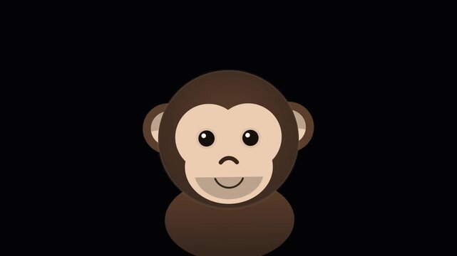 Cute cartoon monkey character icon vector illustration isolated on black background