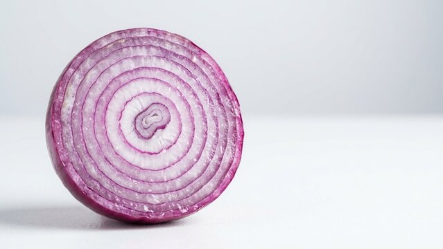 Fresh red onion slice isolated on white background
