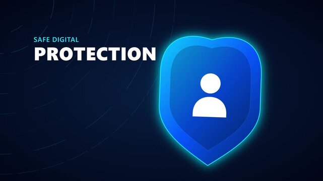 Digital security shield icon with user profile symbol for online data protection concepts.
