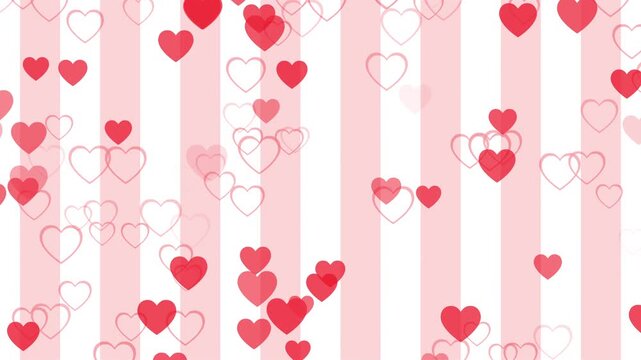 overflowing heart red rise loop animation stripe pattern（red background）