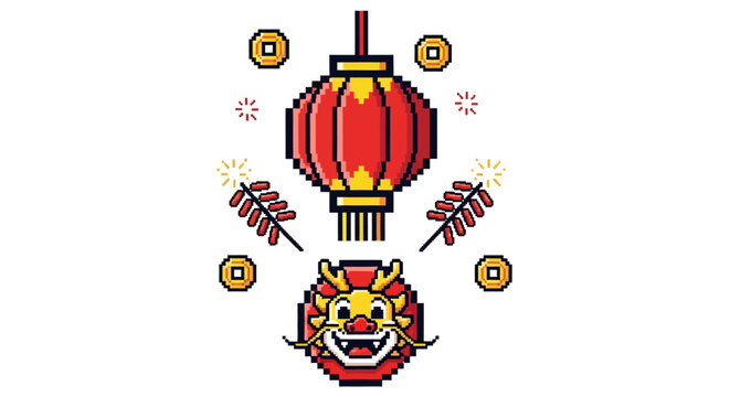 Chinese dragon head with lantern.