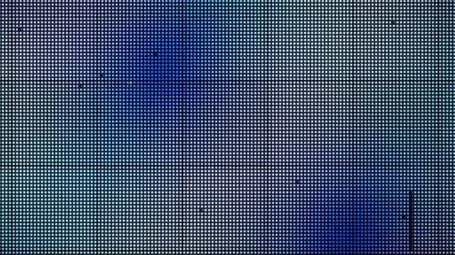 Broken LED Video Wall Close Up: Dead Pixel Columns and Panel Dropout Glitch, Seamless Loop in soft blue tones