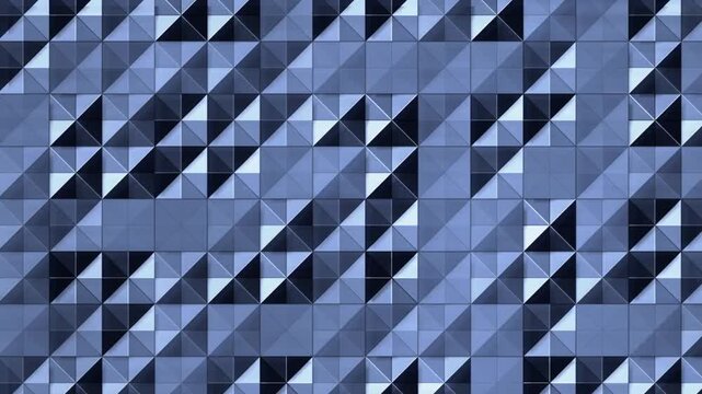 Origami Waterbomb Paper Tessellation Popping Open In Crossing Folding Waves, Abstract Background Seamless Loop in soft blue tones