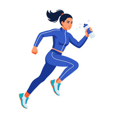 Fototapeta premium Fit Woman Running Energetically While Hydrating