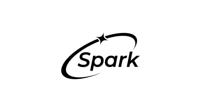 Spark wordmark logo with orbital arc and star icon