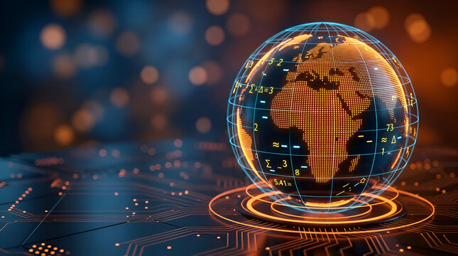 Digital Globe Concept Featuring Interconnected Global Data Networks and Advanced Cyber Security Infrastructure on a Circuit Board