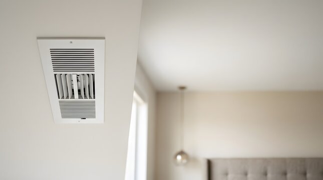 discreet motorized bedroom air diffusion vent with adjustable airflow for automated ventilation, indoor comfort, smart home climate control and energy efficient air management