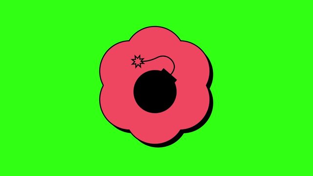 Bomb sign in a bubble cartoon animation