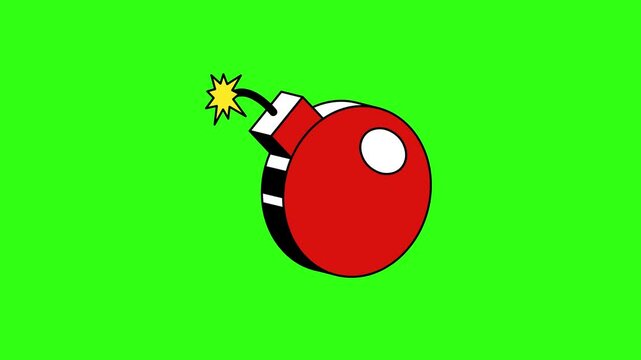 Red bomb shiny symbol cartoon animation 