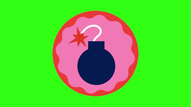 bomb in a spinning bubble sign animation 