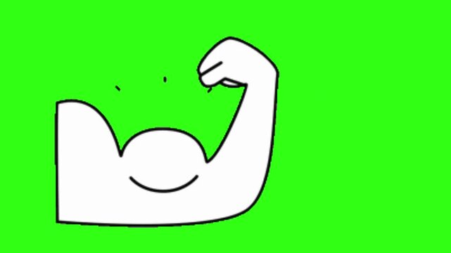 arm muscle minimalist symbol white color animation 