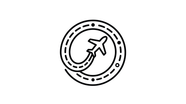 Airplane flying in a circular dashed flight path icon