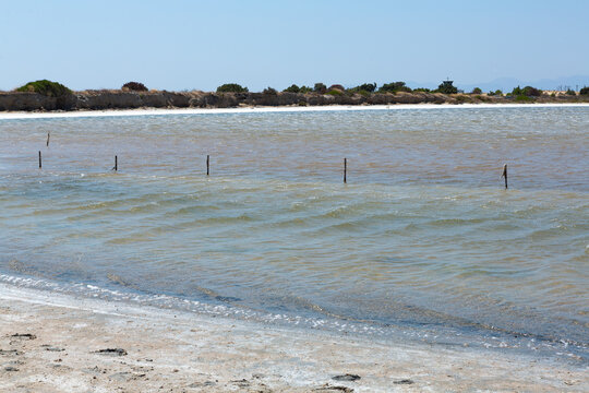 Aliki salt lake and pan landscape in kos, greece